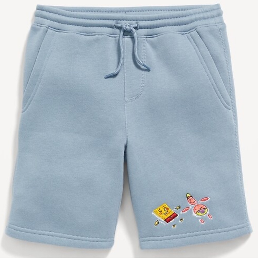 NWT Licensed SpongeBob Graphic Fleece Jogger Shorts Boys Size XL (14-16) Lt.Blue